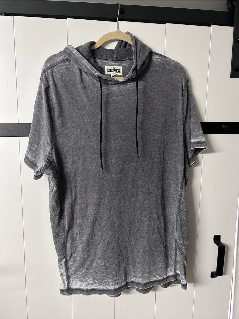 Men’s Short Sleeve Hooded Tee in Heather Gray, XL
